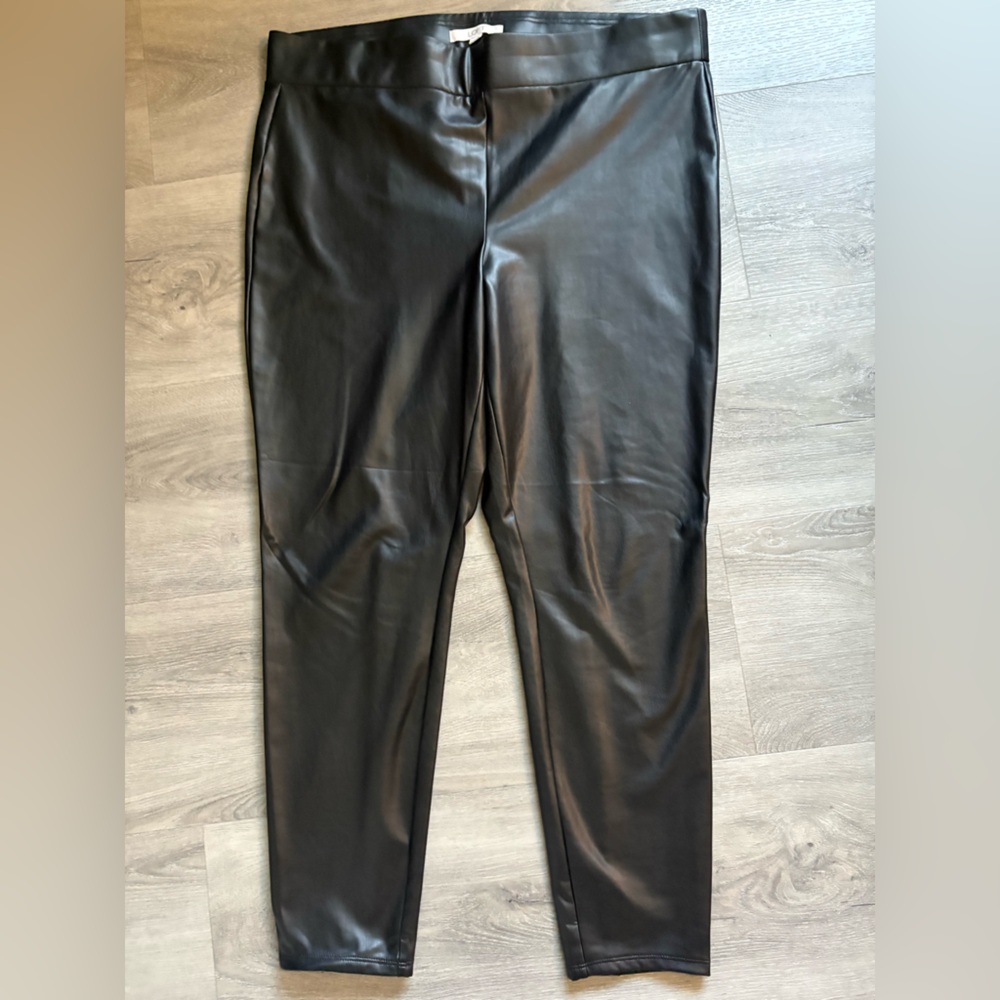 Loft Black Faux Leather Pants- size XL